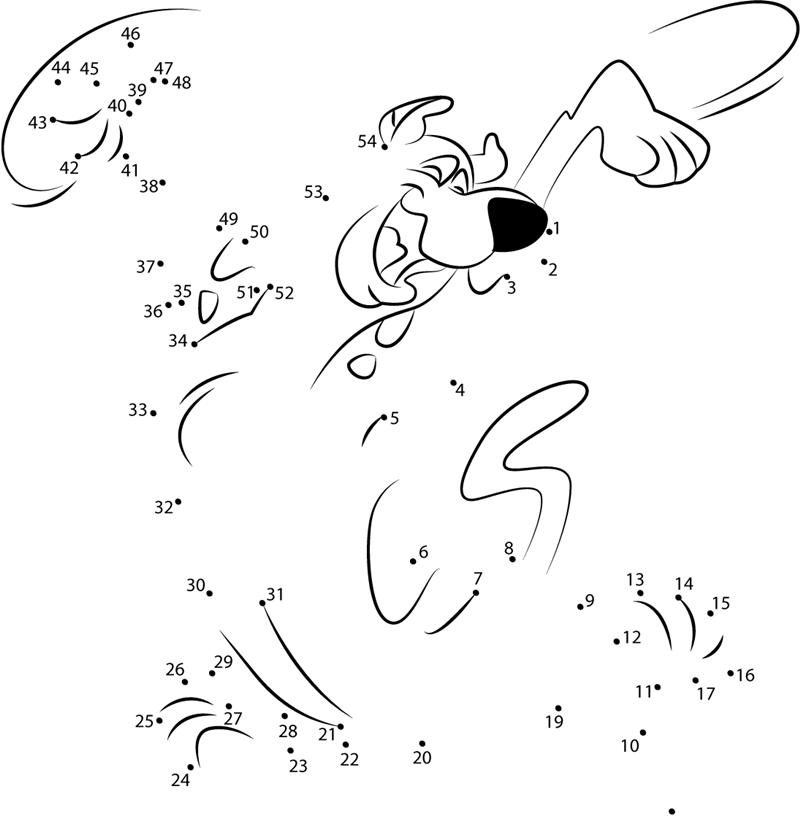 Scooby Doo Dancing printable dot to dot worksheet