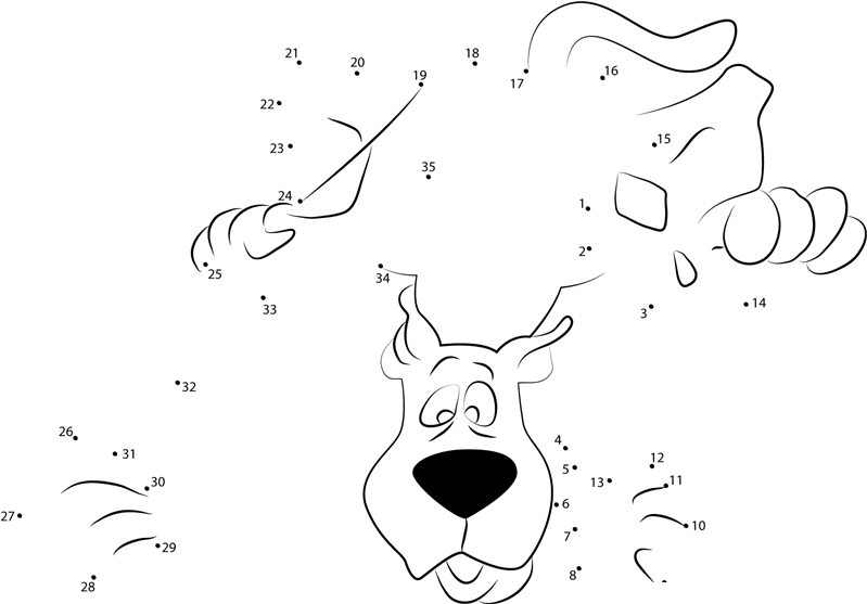 Scooby Doo Smelling printable dot to dot worksheet