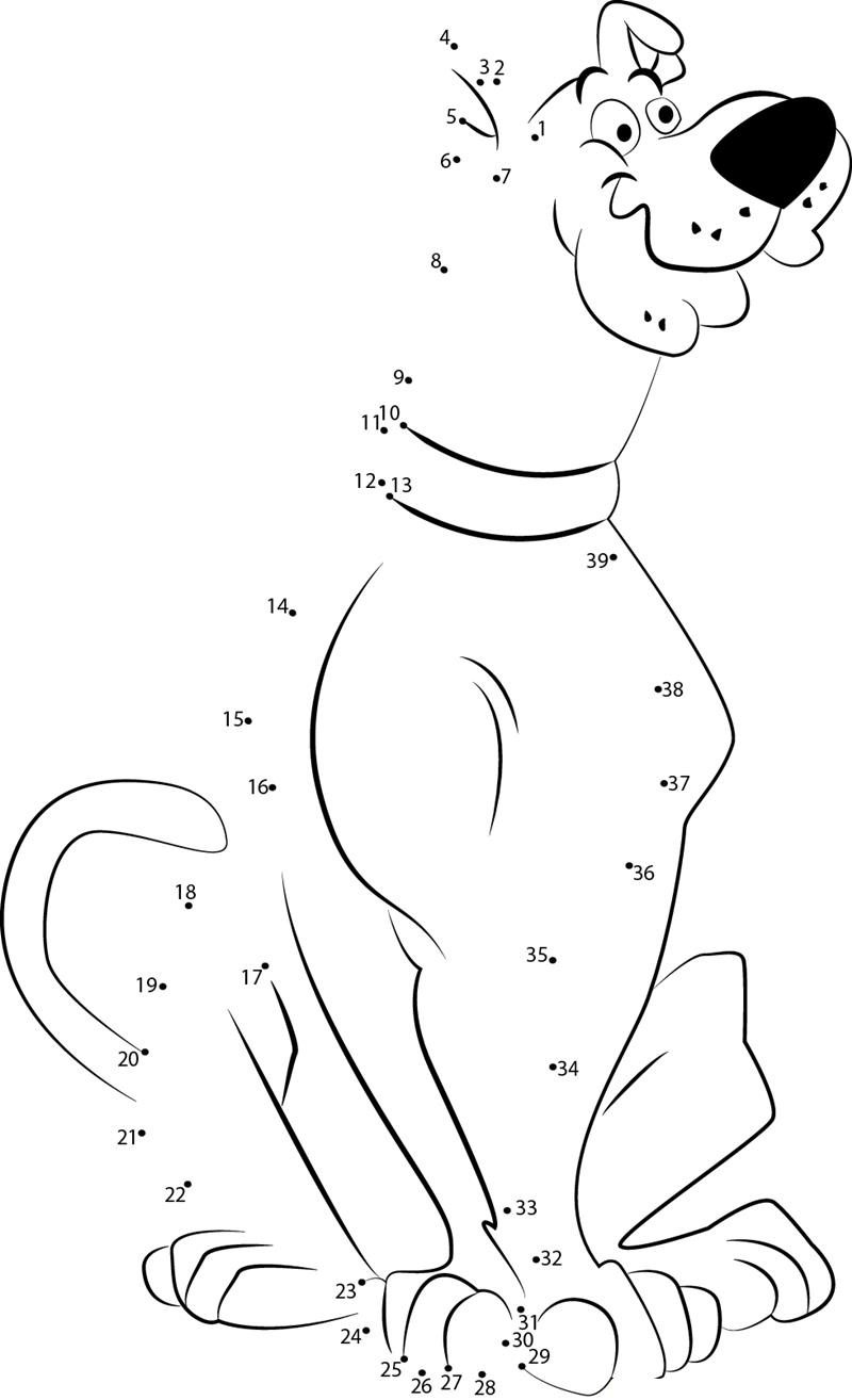 Sweet Scooby Doo dot to dot worksheets