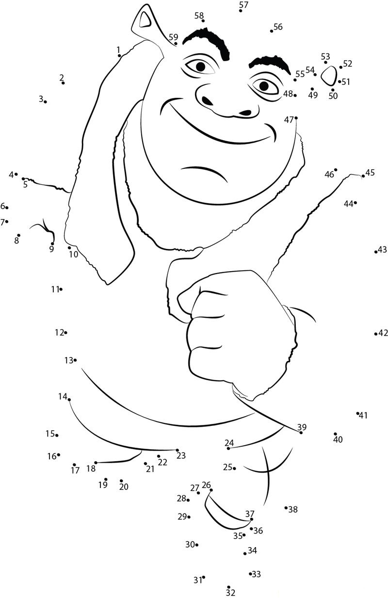 Shrek dot to dot worksheets