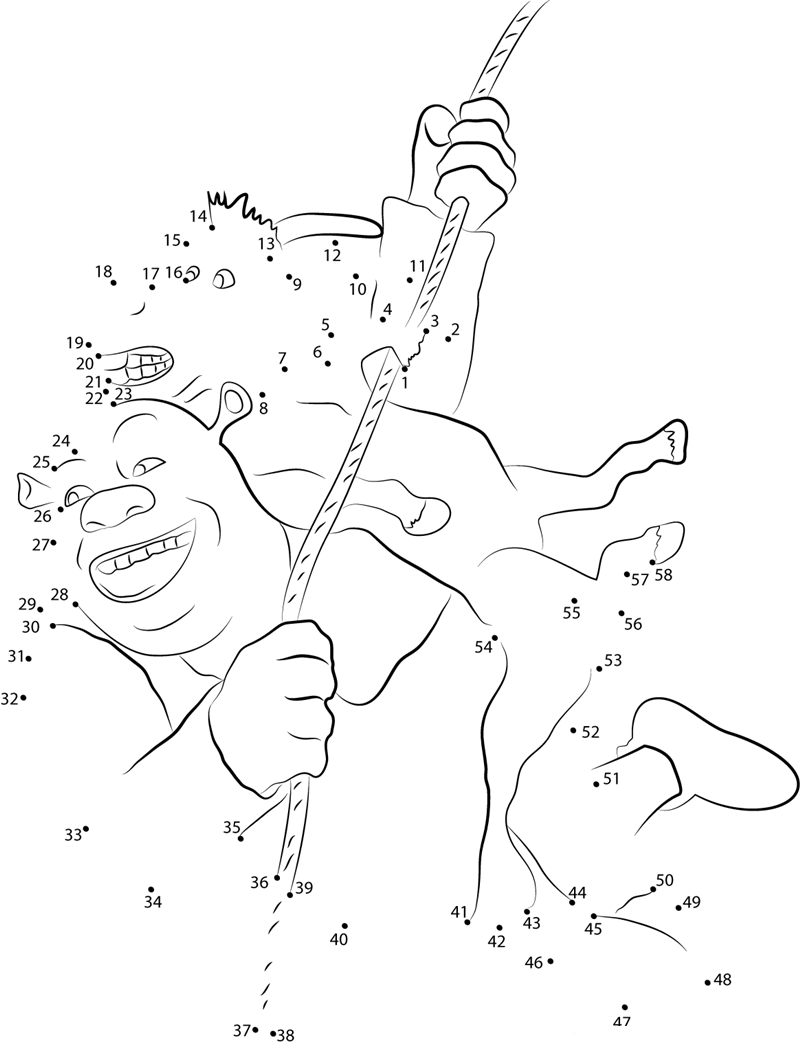 Shrek And Donkey dot to dot worksheets