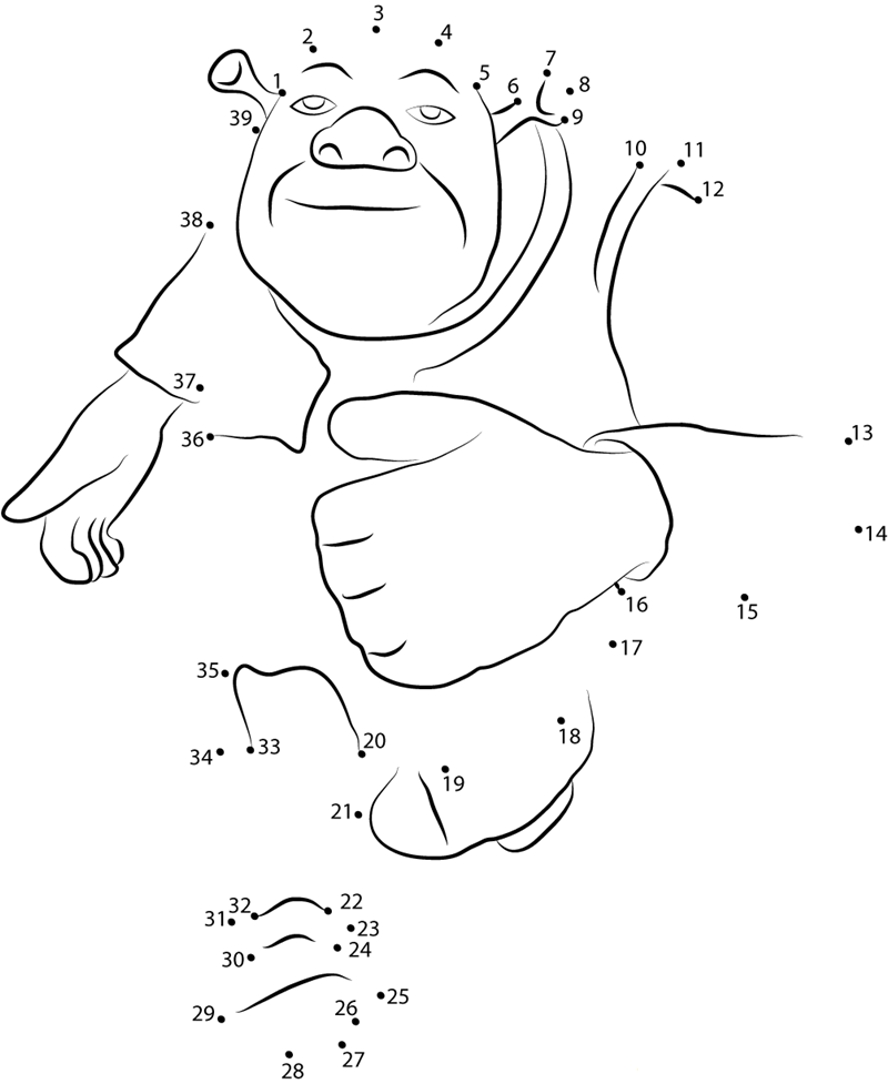 Shrek Going dot to dot worksheets