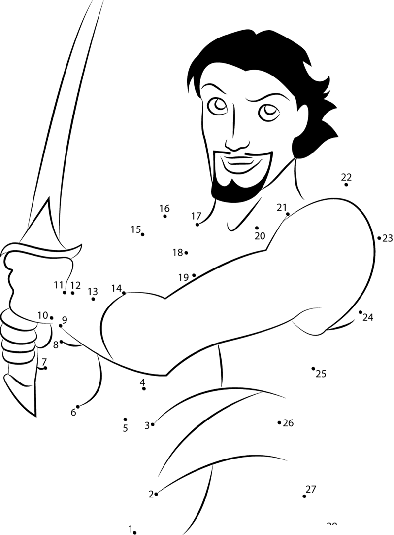 Sinbad Having Swords dot to dot worksheets