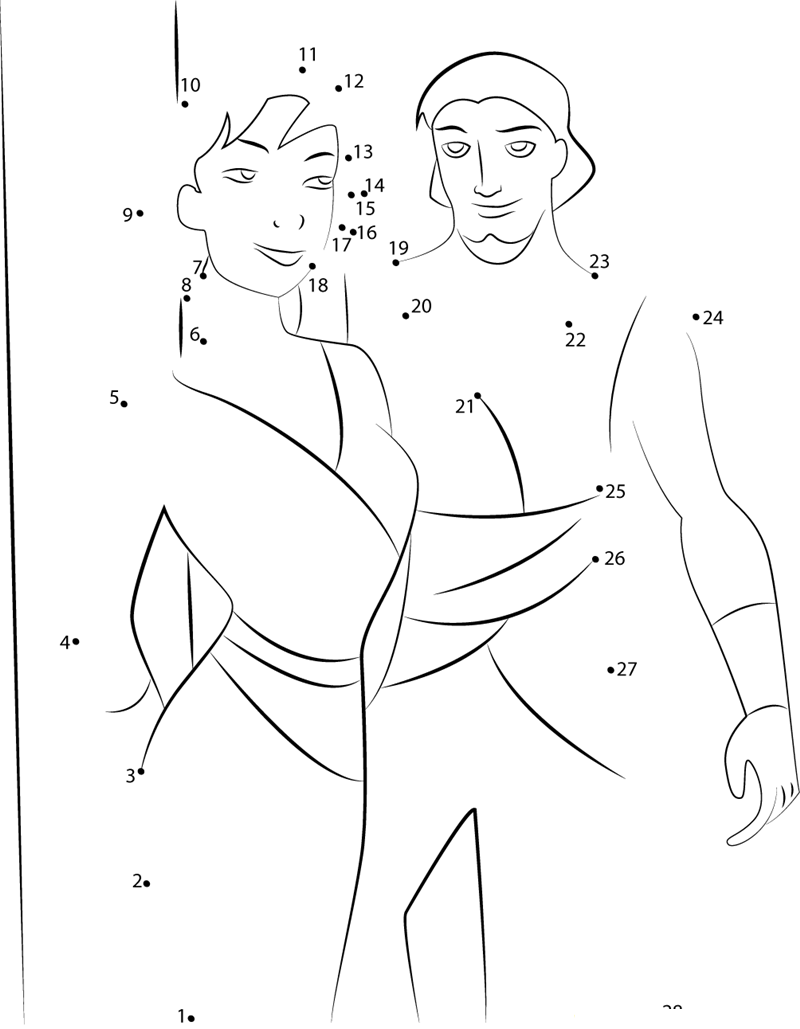 Sinbad With Marina dot to dot worksheets