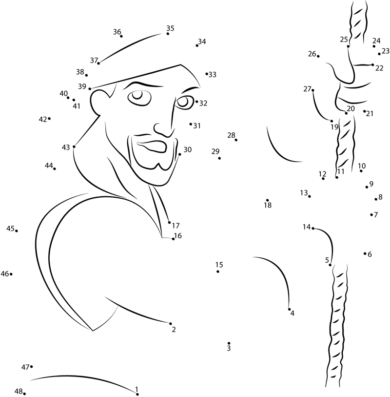 Sinbad With Rope dot to dot worksheets