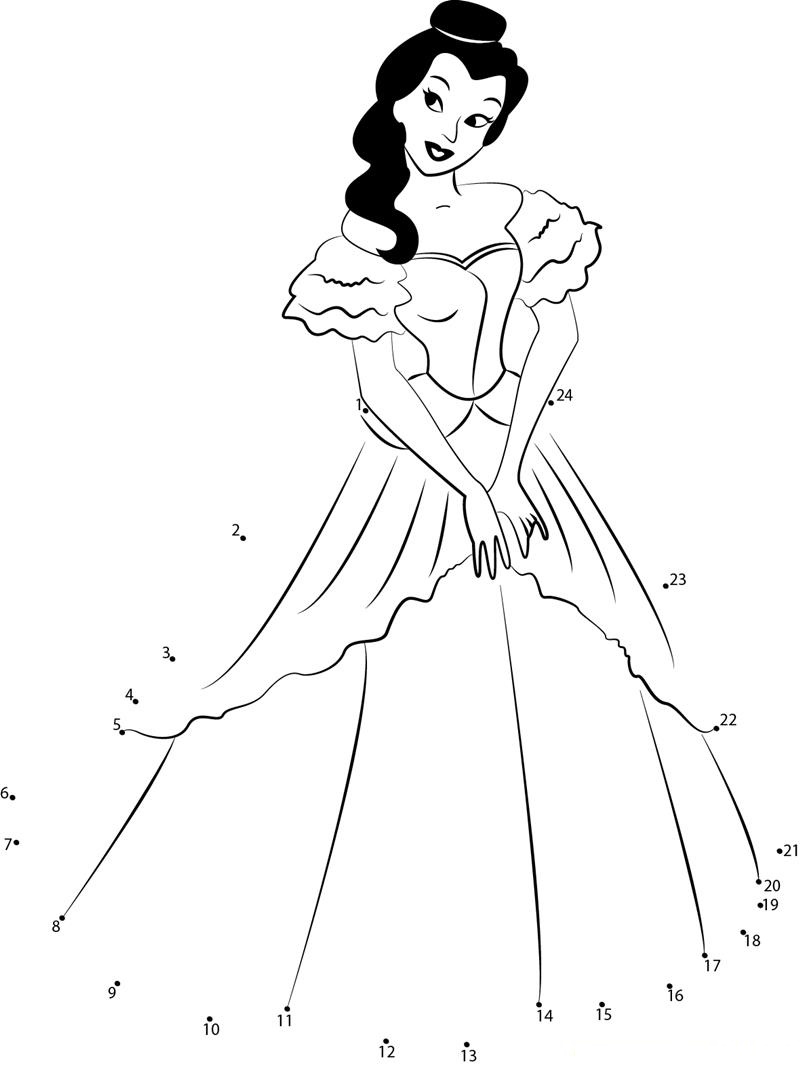 Beautiful Princesses printable dot to dot worksheet