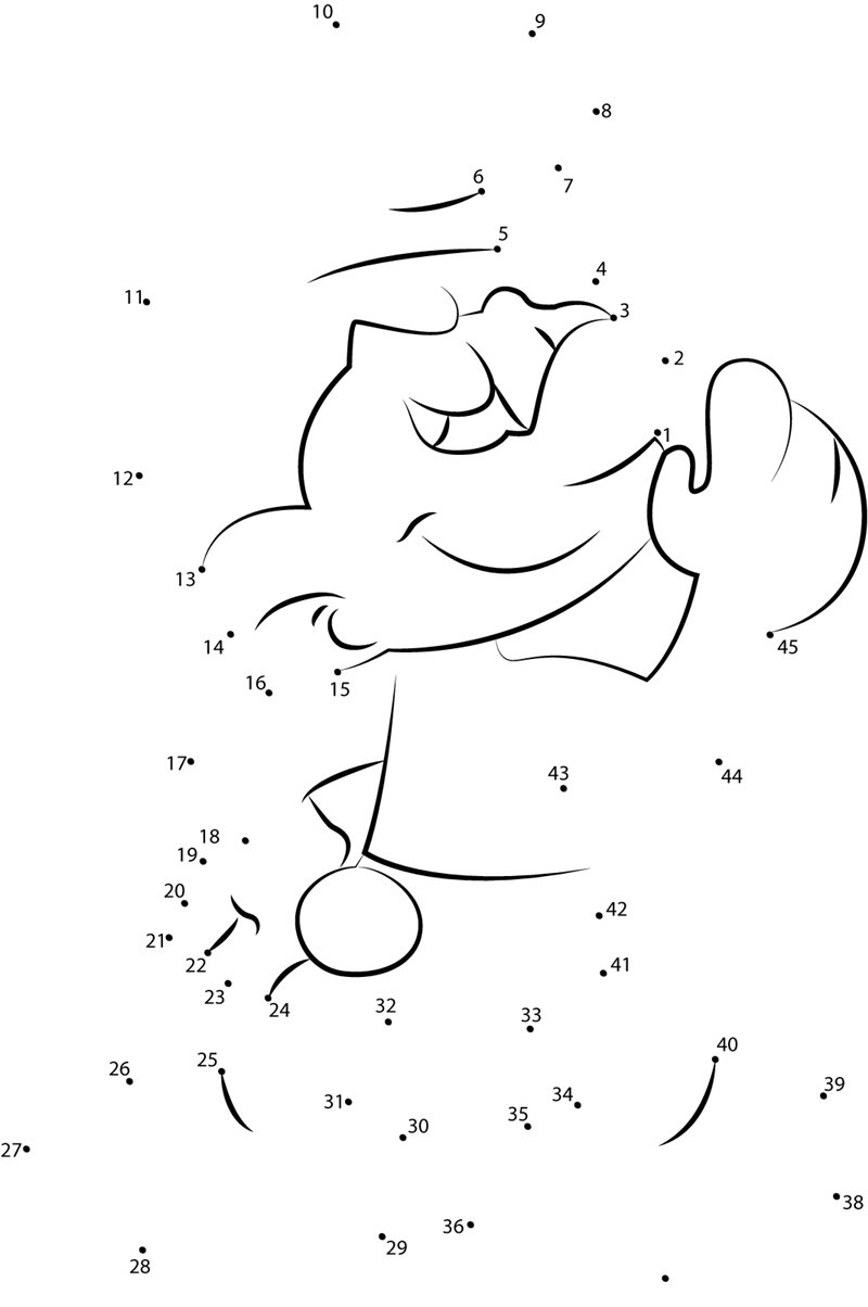 Hefty Smurf printable dot to dot worksheet