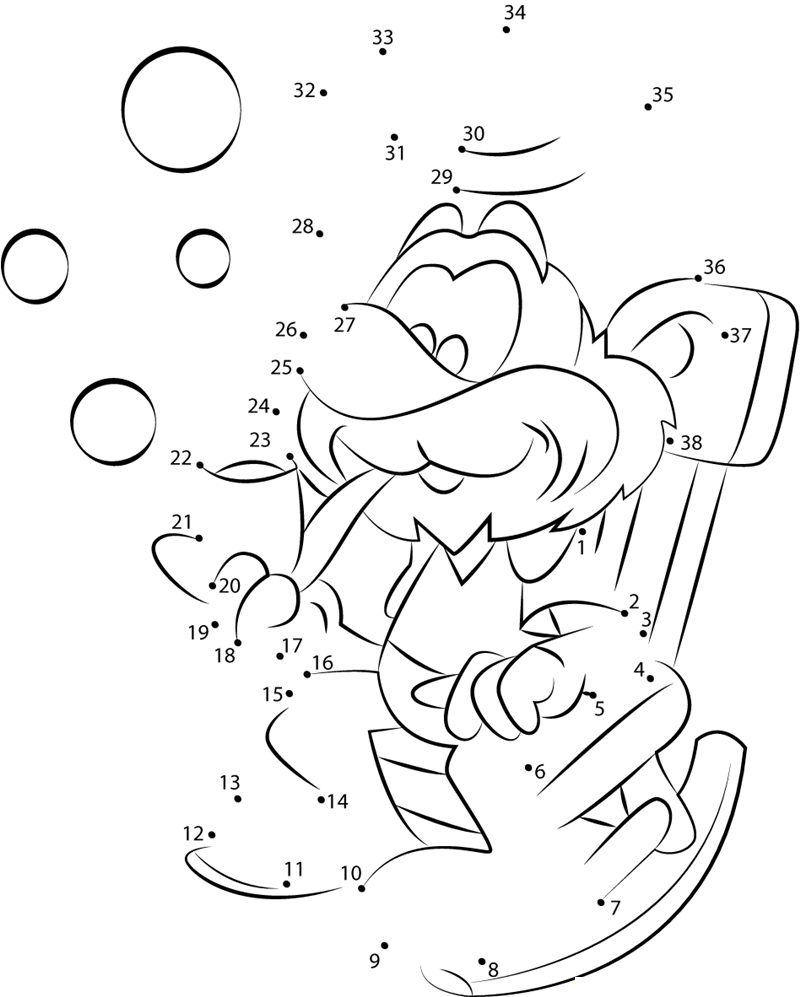 Papa Smurf With Cigar Pipe printable dot to dot worksheet