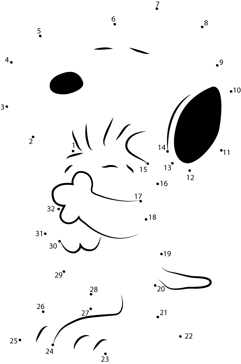 Snoopy And Woodstock printable dot to dot worksheet