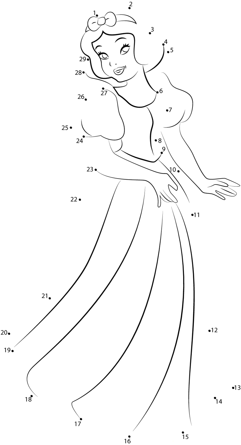 Disney Princess Snow White dot to dot worksheets