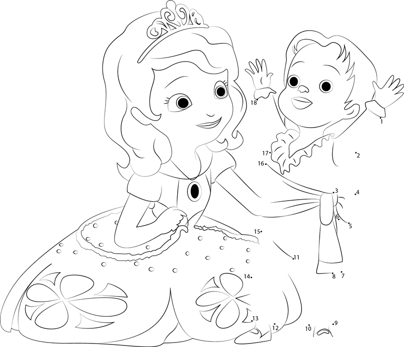 Princesses And Baby printable dot to dot worksheet