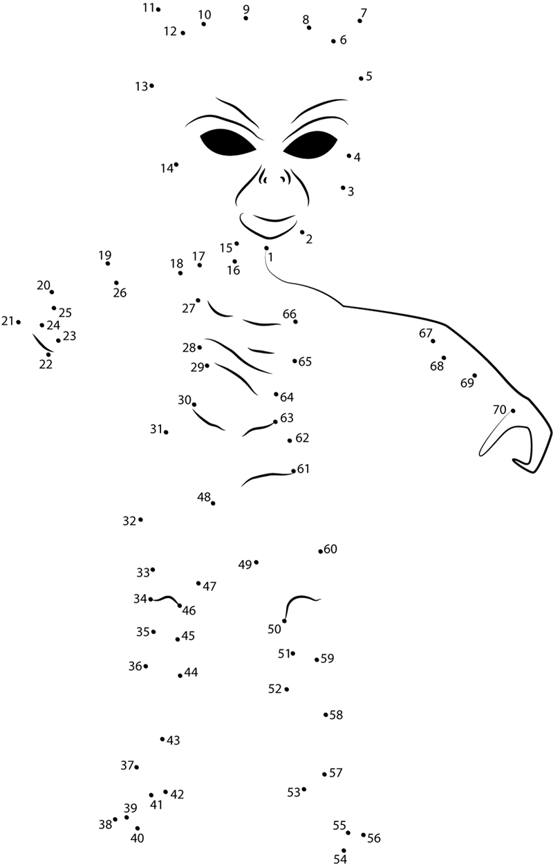 Alien Monster printable dot to dot worksheet