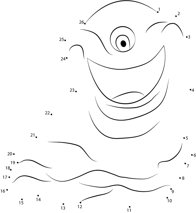 Alien Smiling dot to dot worksheets