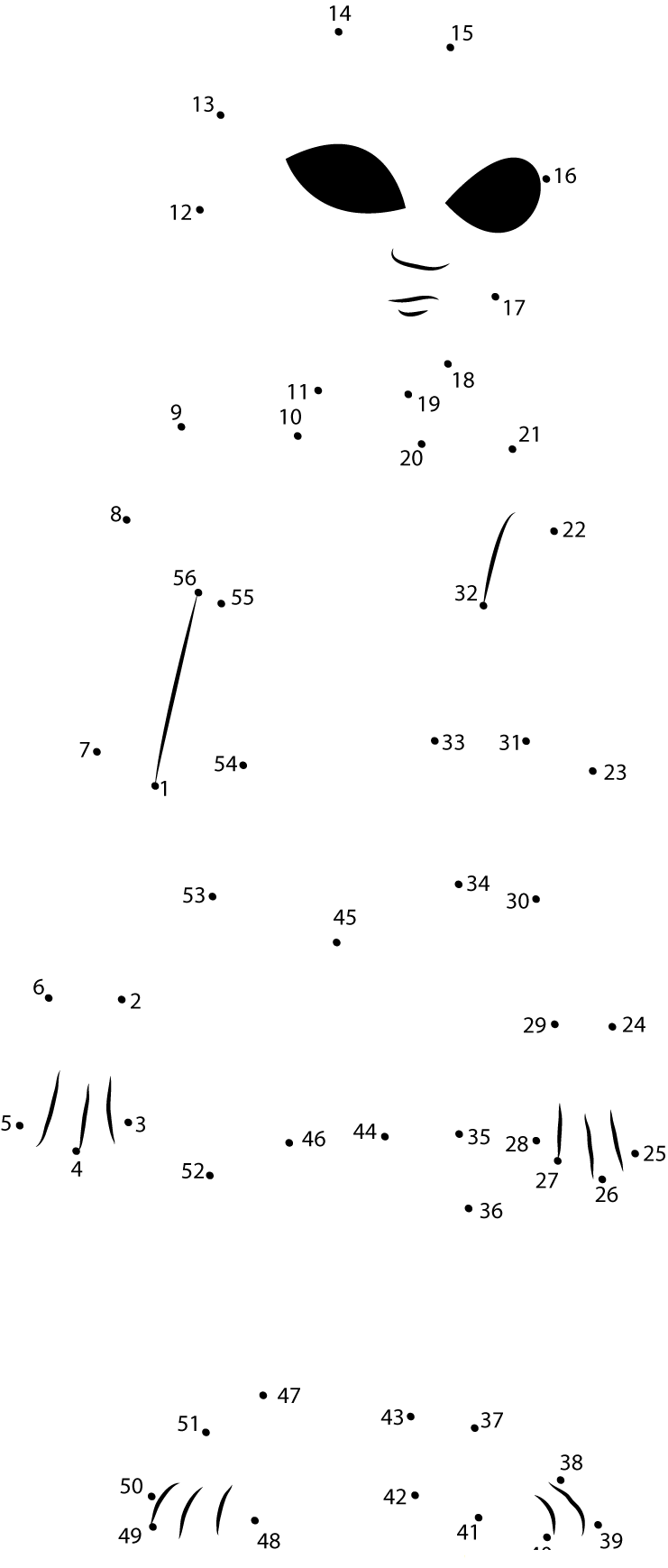 Alien Standing printable dot to dot worksheet