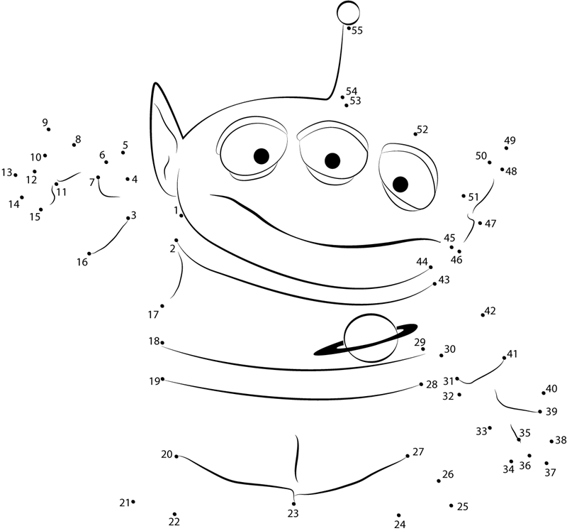 Funny Alien dot to dot worksheets