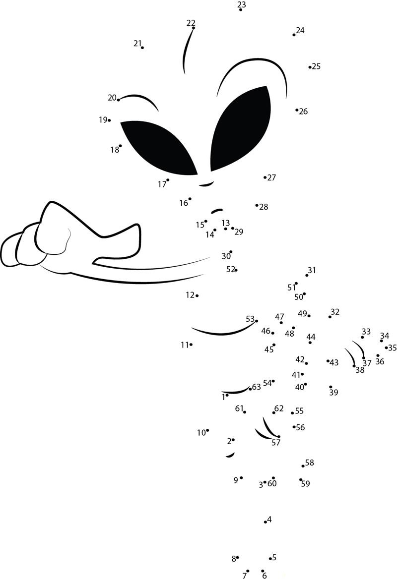 Space Alien Power dot to dot worksheets