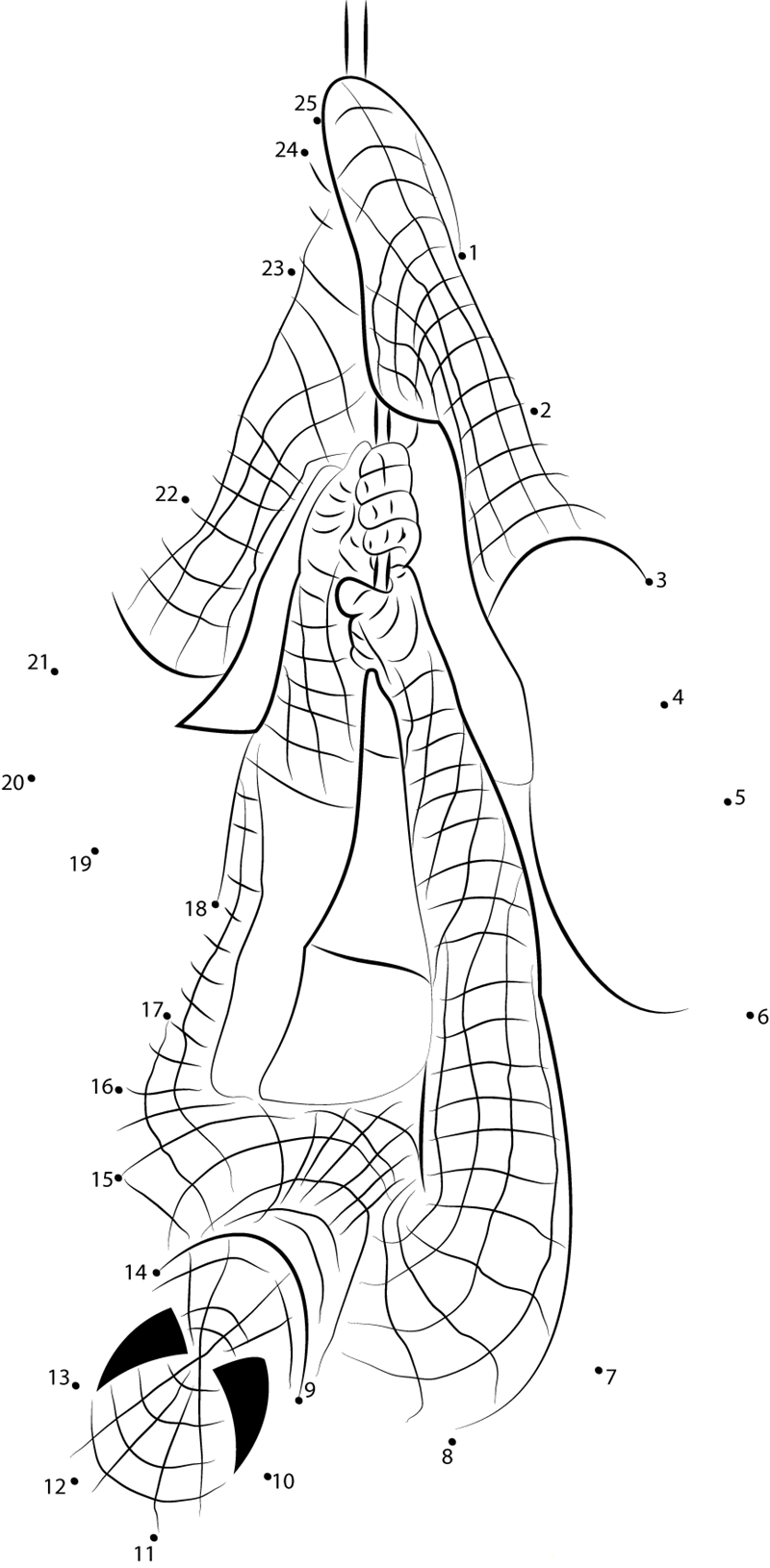 Angry Spiderman printable dot to dot worksheet