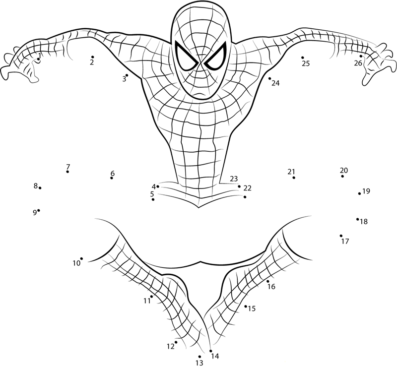 Dynamic Spiderman printable dot to dot worksheet