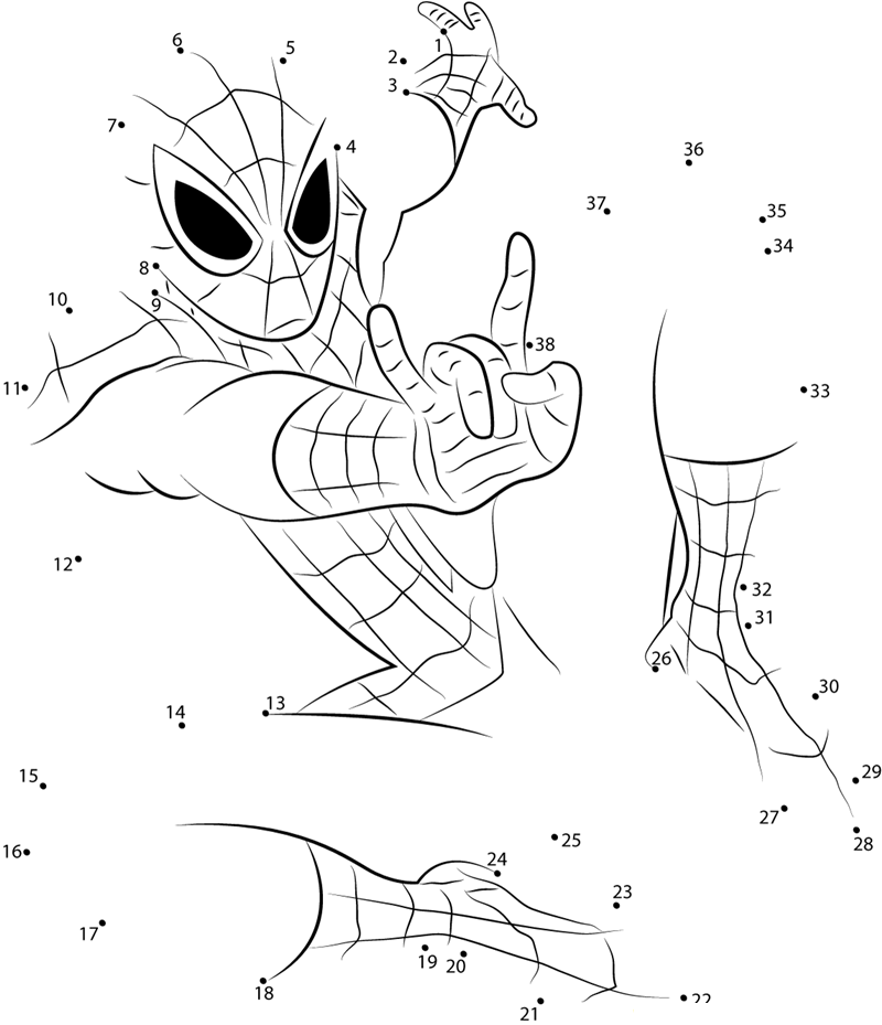 Spider Man Adventures printable dot to dot worksheet