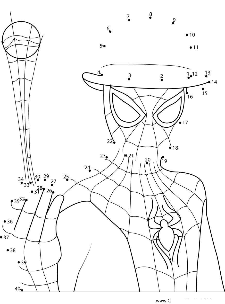 Spiderman-Bowlling-Skill printable dot to dot worksheet