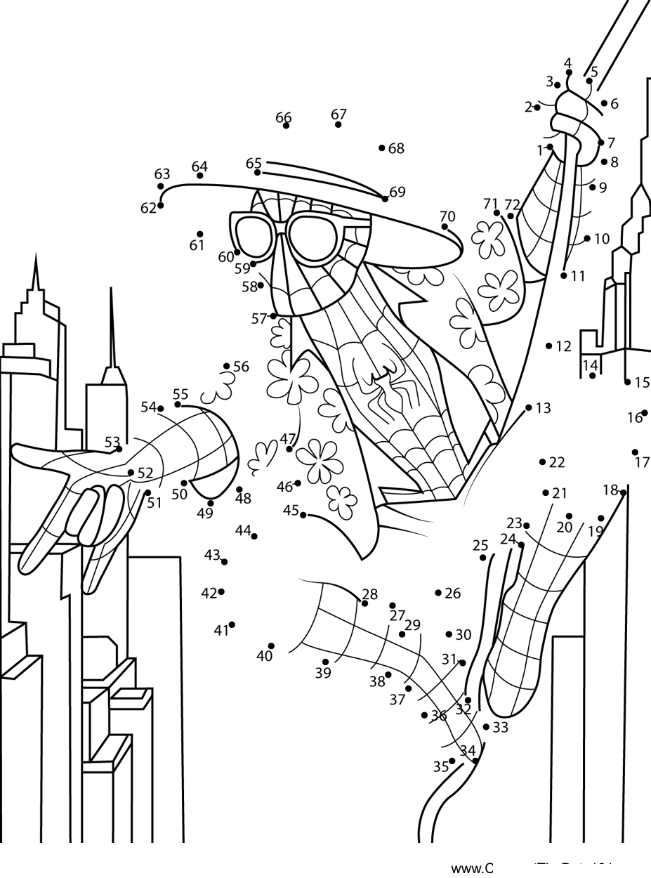 Spiderman-Going-To-Vacation dot to dot worksheets