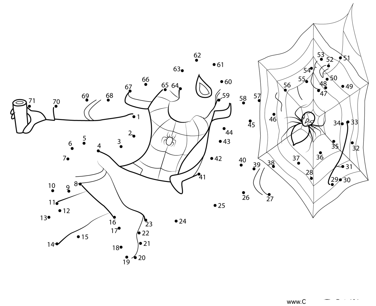 Spiderman-Jumped-With-Spiderweb printable dot to dot worksheet