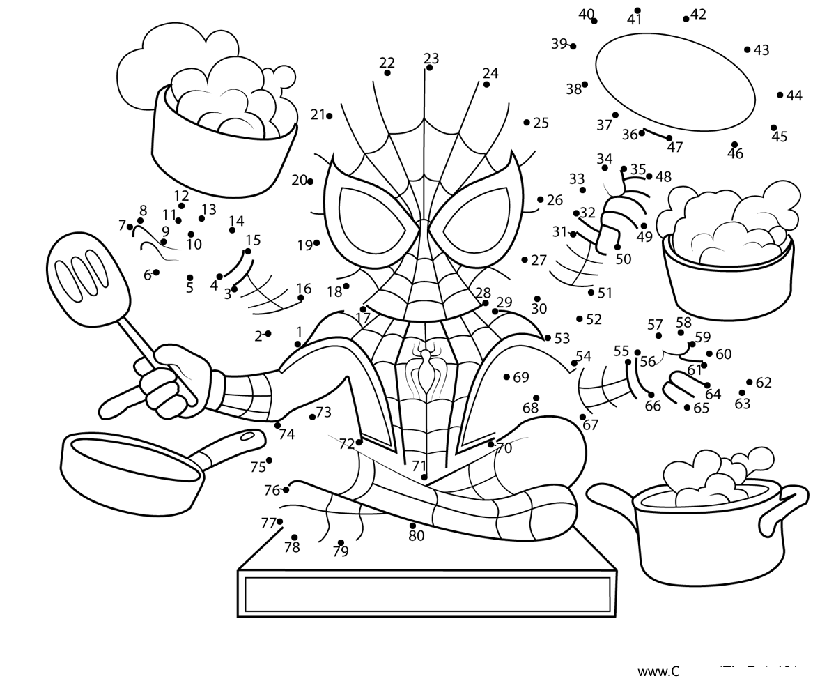 Spiderman-Multi-Tasking printable dot to dot worksheet