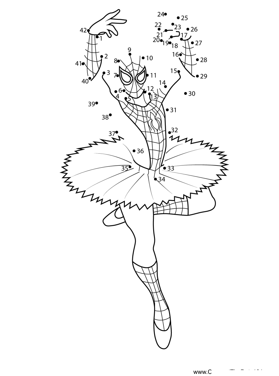 Spiderman-Performed-Ballet dot to dot worksheets