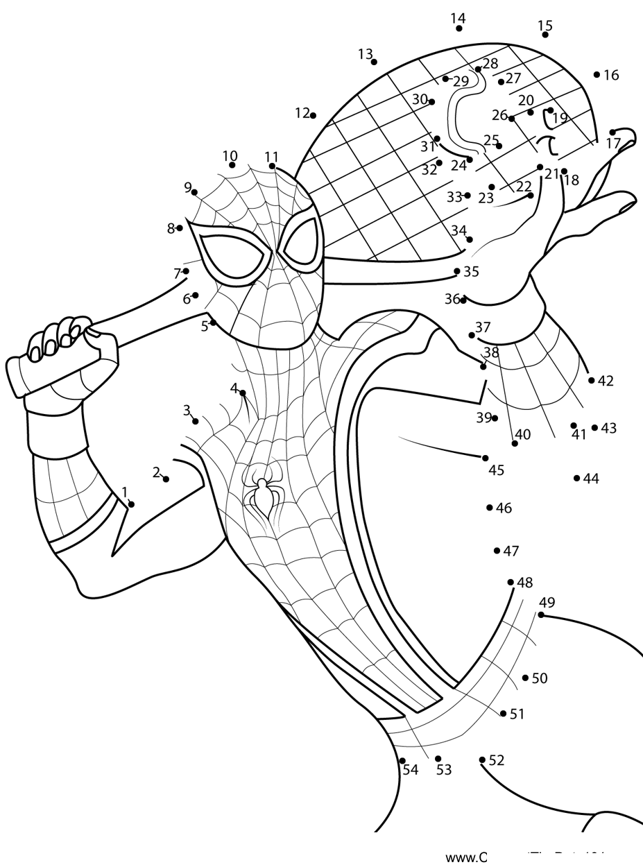 Spiderman-Playing-Badminton dot to dot worksheets