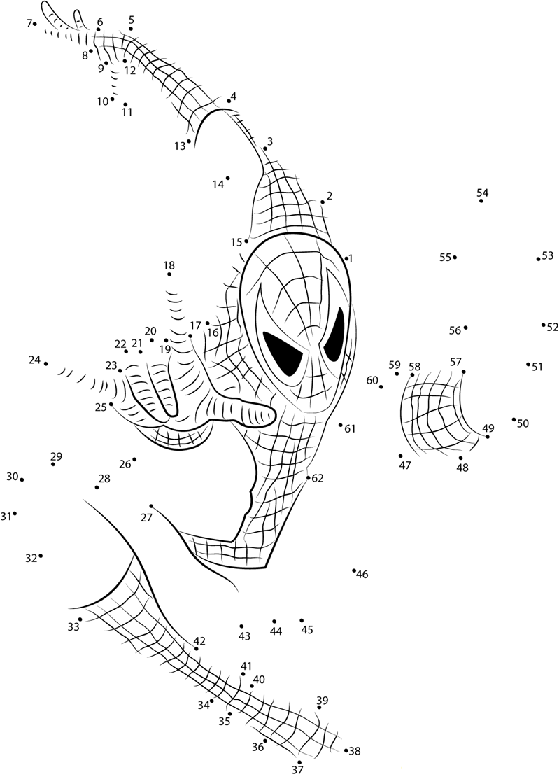 Spiderman Render printable dot to dot worksheet