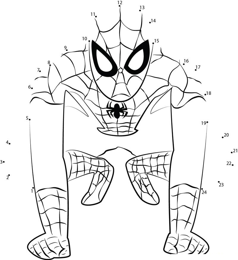 Spiderman Superhero dot to dot worksheets