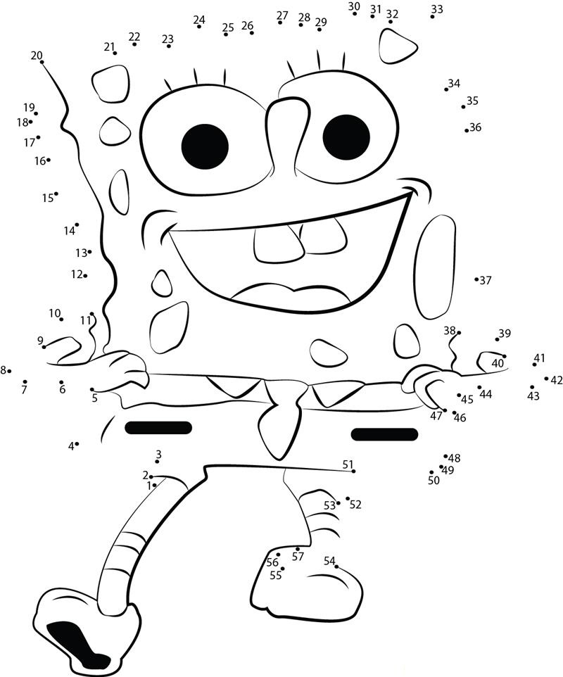 Spongebob Funny dot to dot worksheets