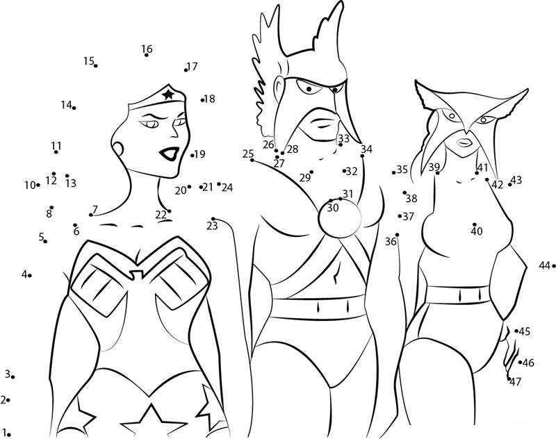 Super Friends dot to dot worksheets