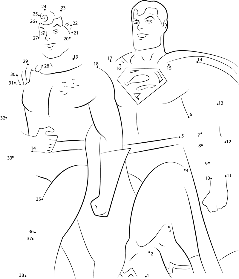 Superman printable dot to dot worksheet