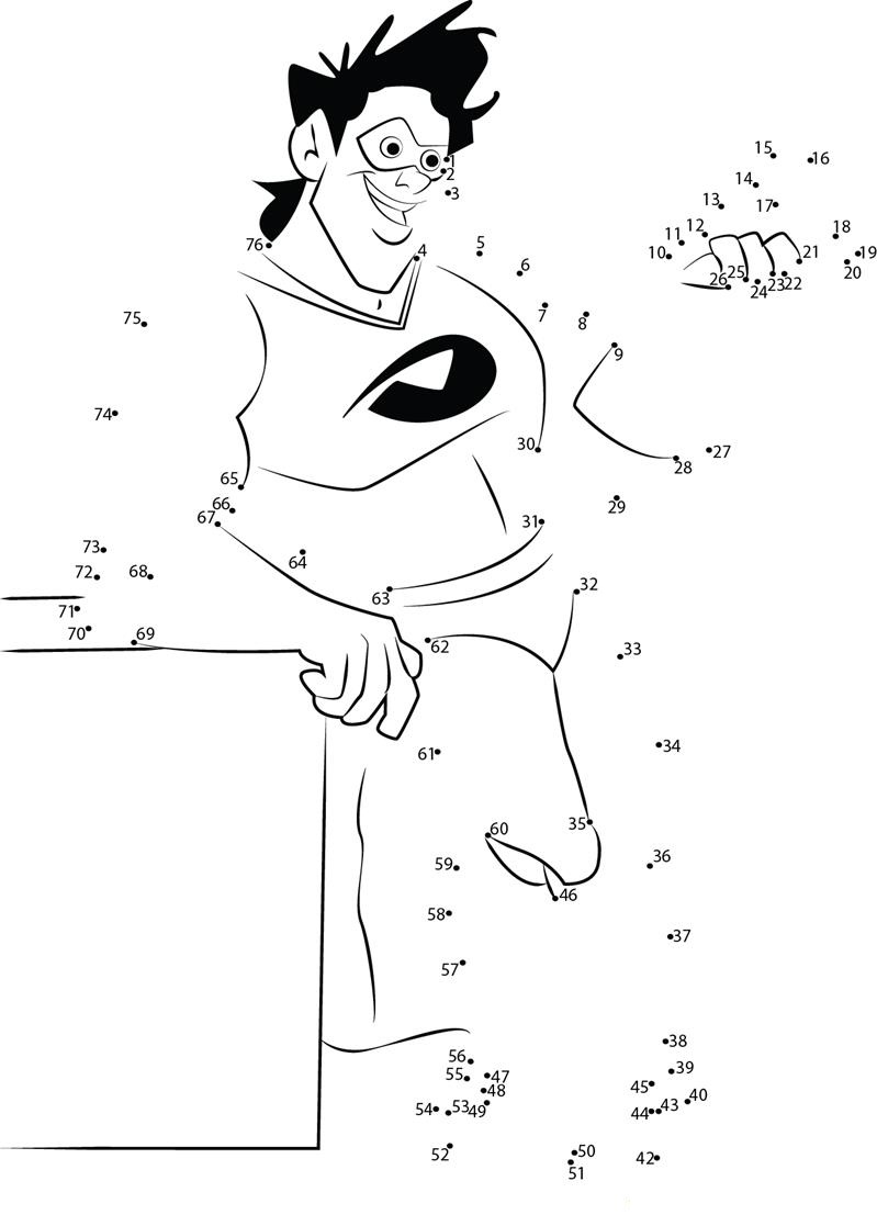 Super Hero Naughty Smile dot to dot worksheets