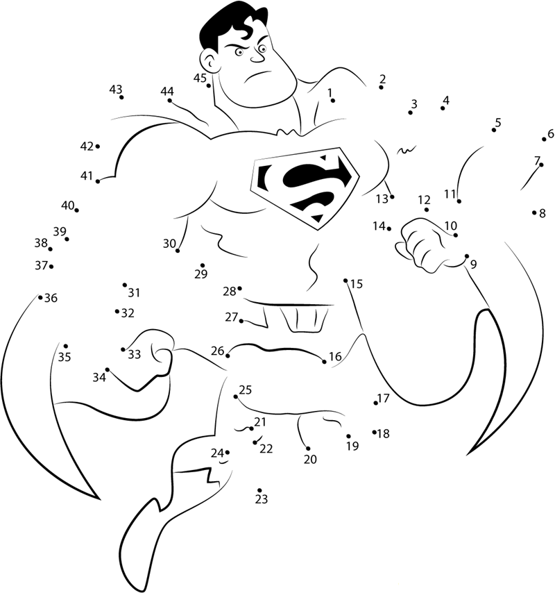 Superhero By Bezerro Bizarro printable dot to dot worksheet