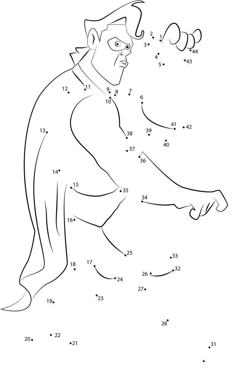 Superhero In Action printable dot to dot worksheet