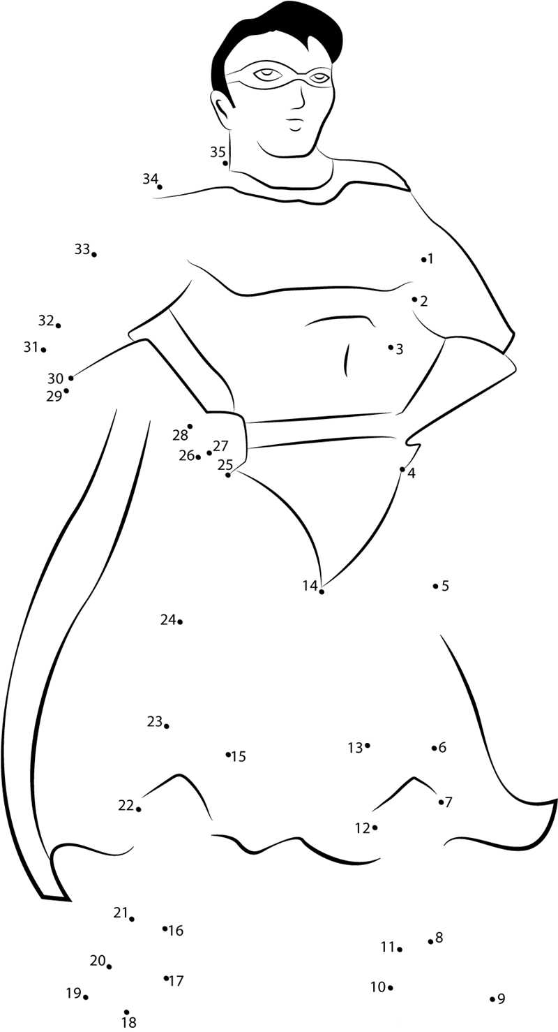 Superhero Standing dot to dot worksheets