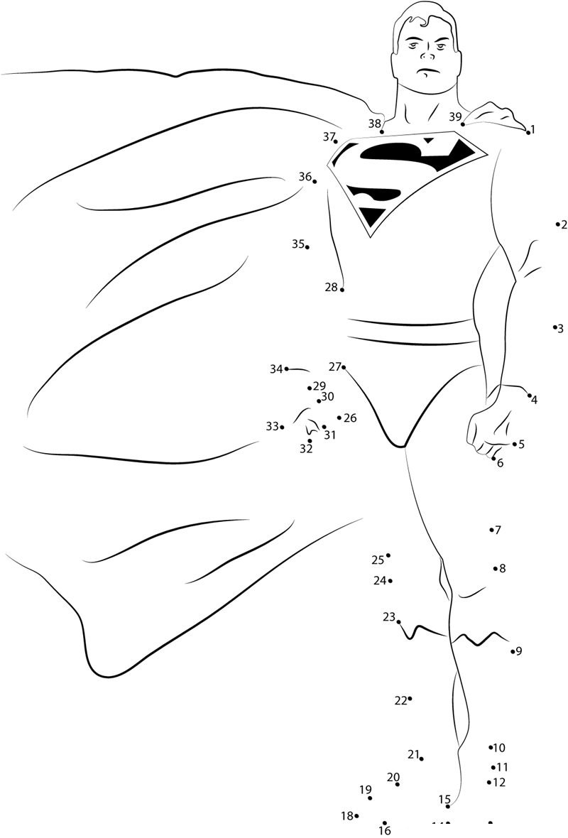 Alex Ross Superman printable dot to dot worksheet