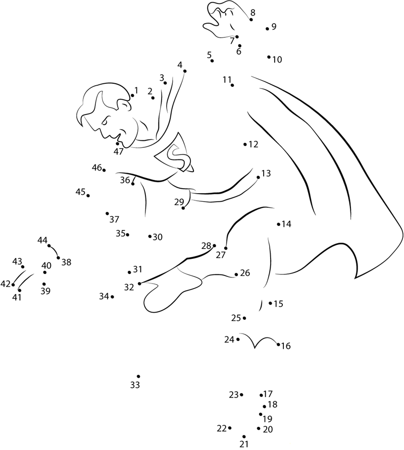 Dashing Superman dot to dot worksheets