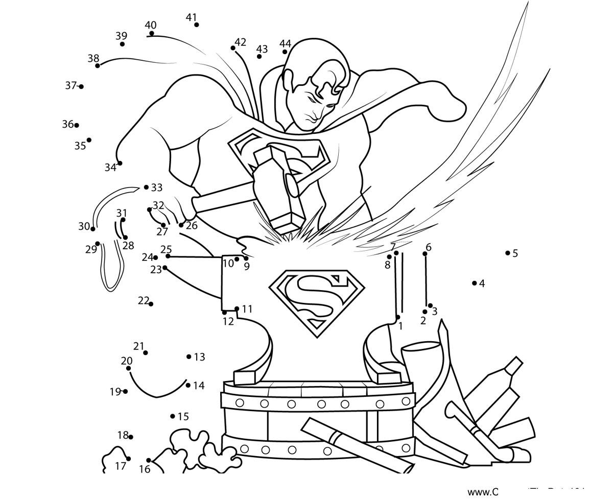 Superman-Blacksmith printable dot to dot worksheet