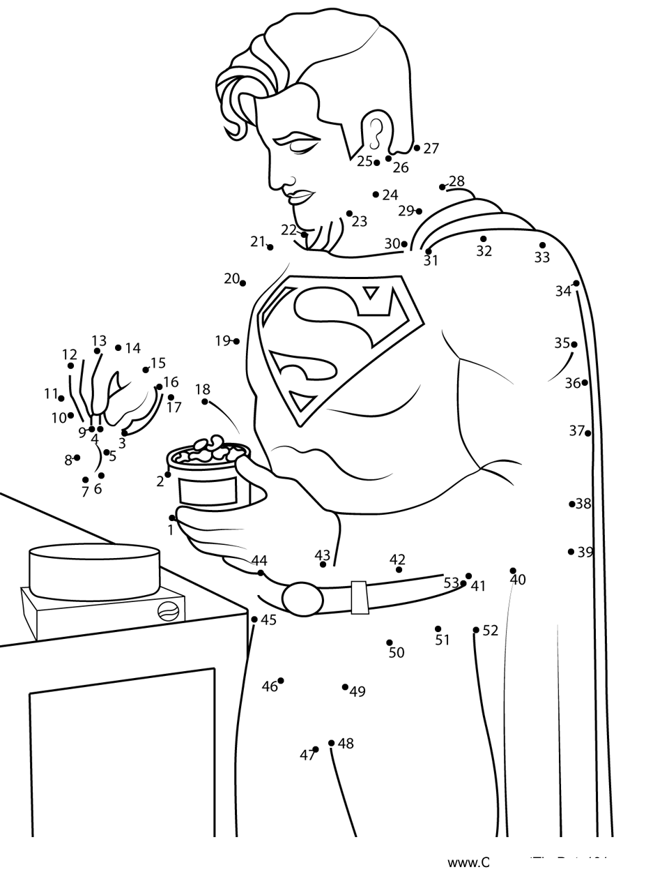 Superman-Cooking printable dot to dot worksheet