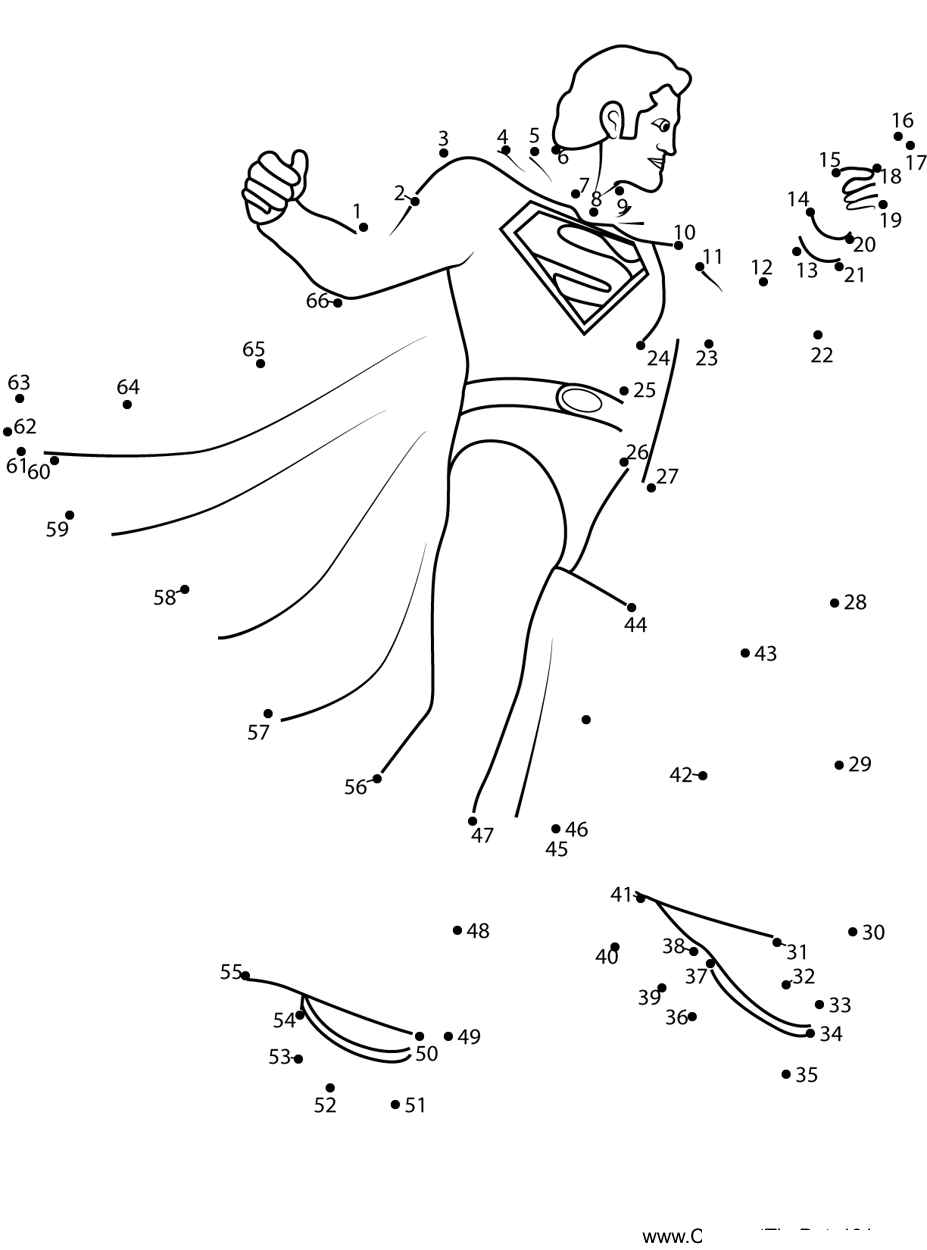 Superman-Dancing dot to dot worksheets