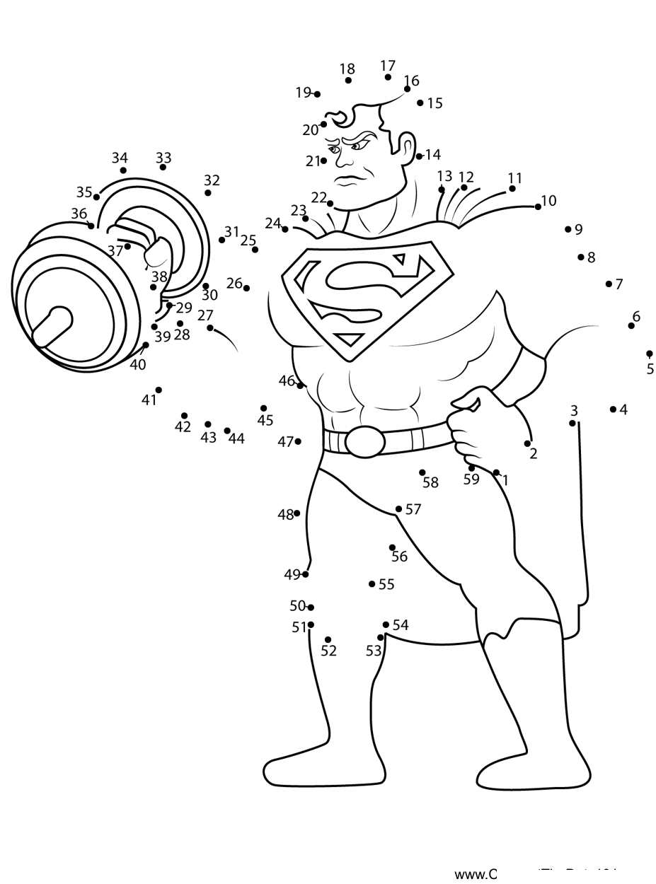 Superman-Excersice dot to dot worksheets