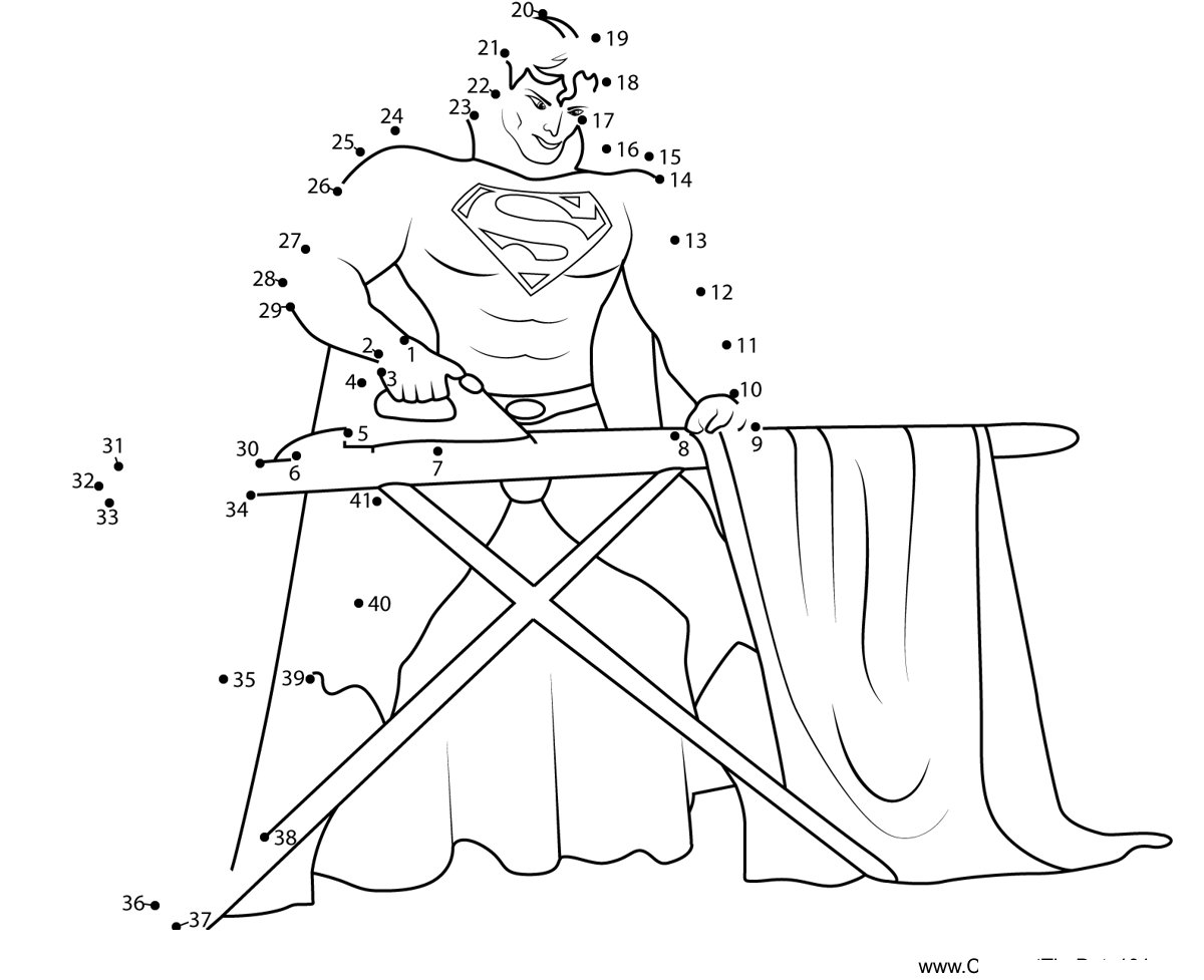 Superman-Ironing dot to dot worksheets