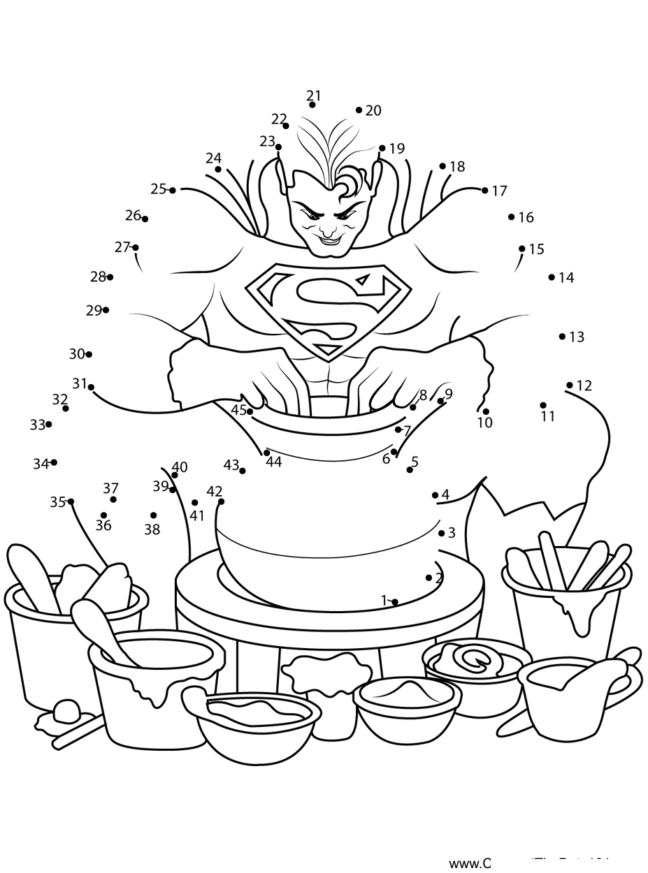 Superman-Making-Earthen-Pot printable dot to dot worksheet