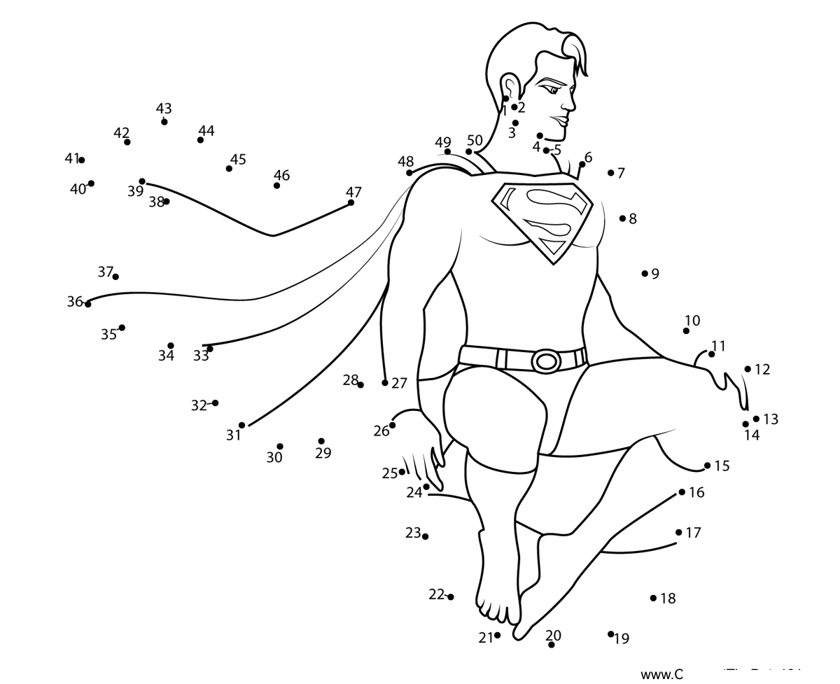 Superman-Siting-On-Ball printable dot to dot worksheet