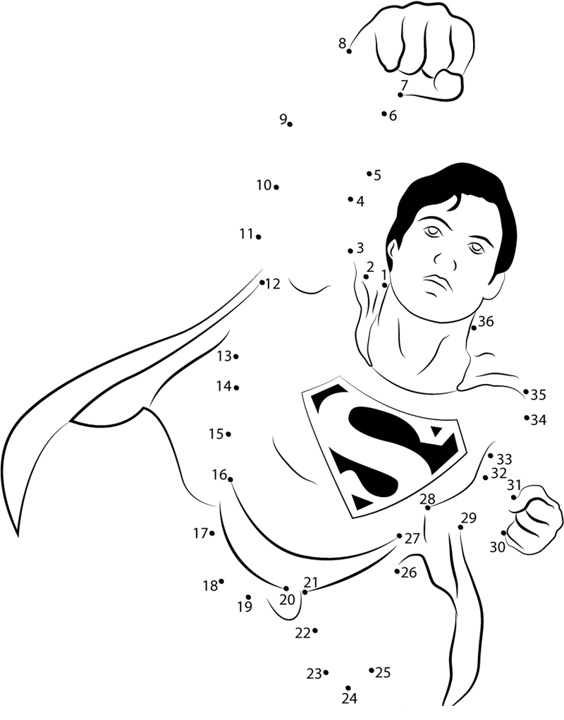 Superman In Marvel dot to dot worksheets