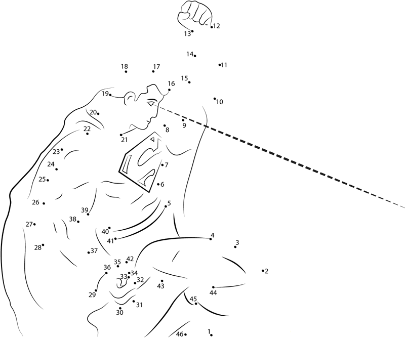 Superman Jumping dot to dot worksheets