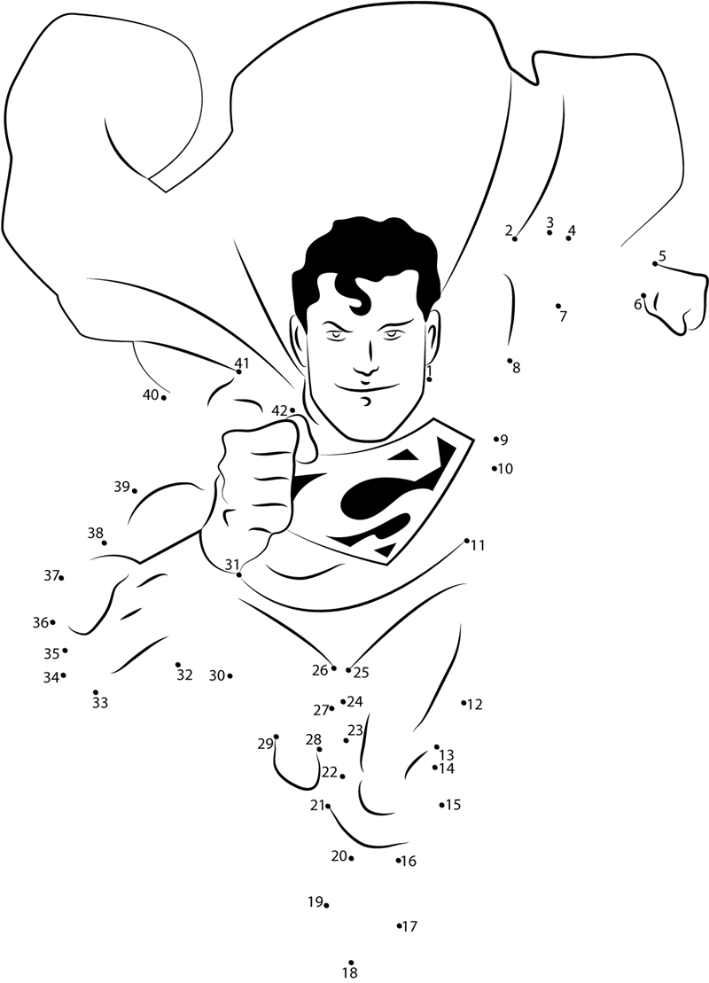 Superman Running printable dot to dot worksheet